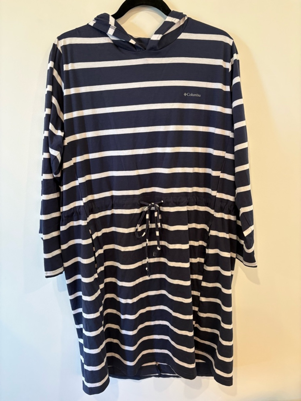 Columbia Navy and White Striped Hooded Dress